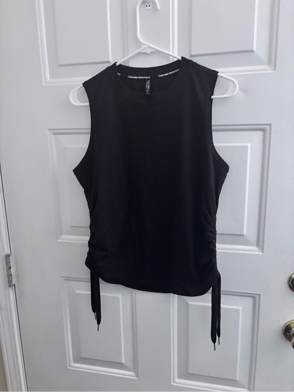 Calvin Klein Performance Black Ruched Side-Tie Tank